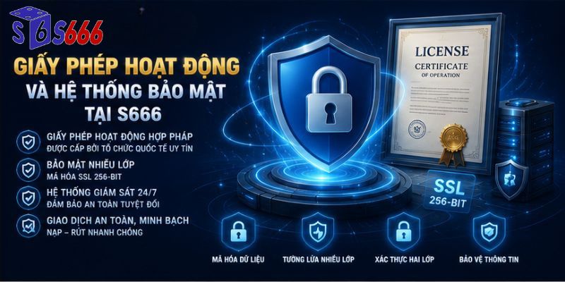 Giấy phép hoạt động và hệ thống bảo mật tại S666